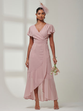 Vicky Chiffon Frill Maxi Dress, Pink Jolie Moi Retail Vicky Chiffon Frill Maxi Dress, Pink Jolie Moi Retail