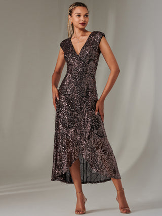 rose gold black dress Farrah Fit And Flare Mini Dress - Black/Rose Gold