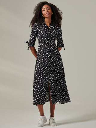 Nora Print Viscose Maxi Shirt Dress, Black Spot – Jolie Moi Retail