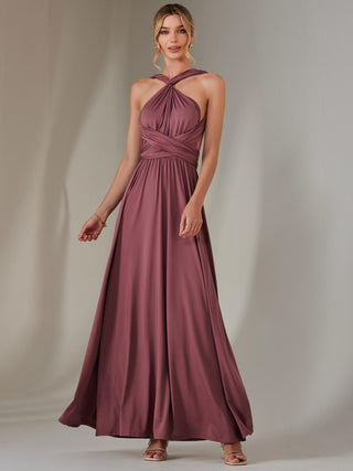 Halter Neck Maxi Bridesmaid Dress, Mauve Jolie Moi Retail Halter Neck Maxi Bridesmaid Dress, Mauve Jolie Moi Retail