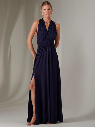 Halter Neck Maxi Bridesmaid Dress, Navy – Jolie Moi Retail