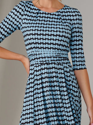 Enya 3/4 Sleeve Jersey Midaxi Dress, Blue Geo