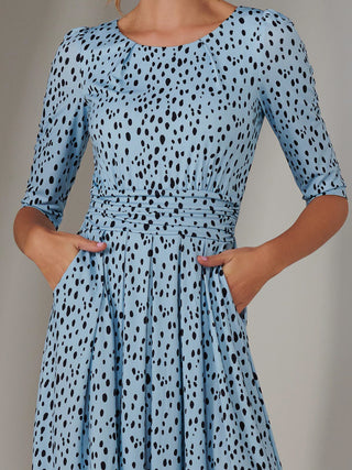 Enya 3/4 Sleeve Jersey Midaxi Dress, Blue Spot