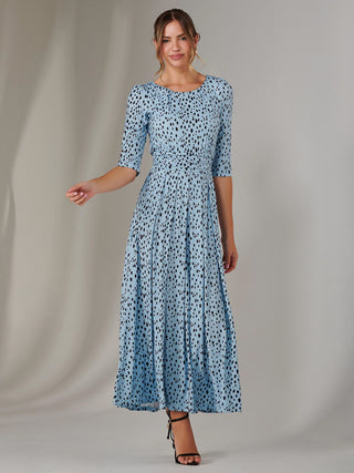 Enya 3/4 Sleeve Jersey Midaxi Dress, Blue Spot