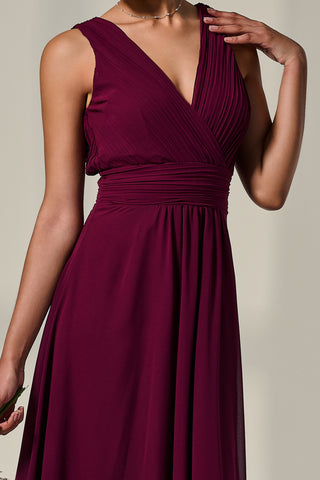 Cora Sleeveless Chiffon Maxi Dress, Burgundy