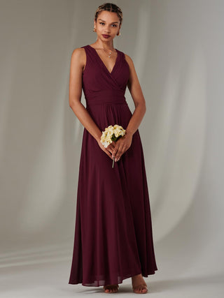 Cora Sleeveless Chiffon Maxi Dress, Dark Purple