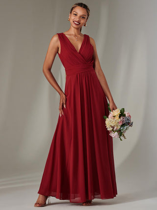 Cora Sleeveless Chiffon Maxi Dress, Dark Red Jolie Moi Retail Cora Sleeveless Chiffon Maxi Dress, Dark Red Jolie Moi Retail