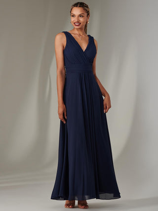 Cora Sleeveless Chiffon Maxi Dress, Navy