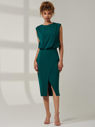 Kira Tiered Draped Bodycon Dress, Green Jolie Moi Retail Kira Tiered Draped Bodycon Dress, Green Jolie Moi Retail