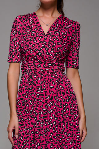Jolie Moi Selene Animal Print Maxi Dress, Magenta