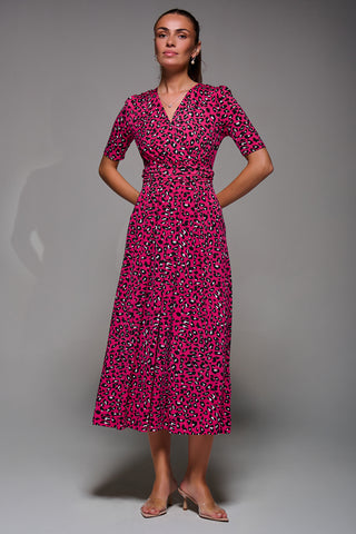 Jolie Moi Selene Animal Print Maxi Dress, Magenta