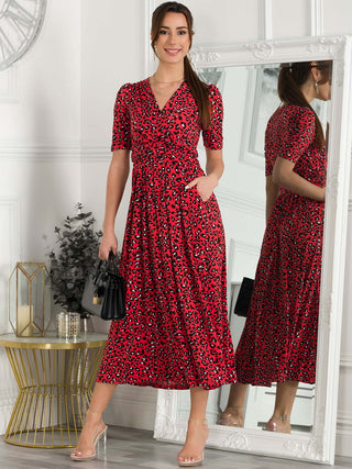 Jolie Moi Selene Printed Maxi Dress, Red