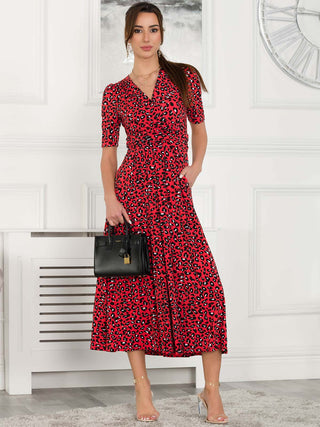 Jolie Moi Selene Printed Maxi Dress, Red