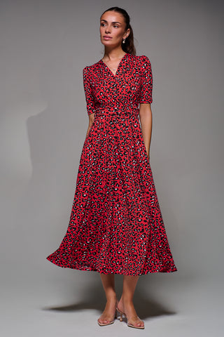 Jolie Moi Selene Printed Maxi Dress, Red