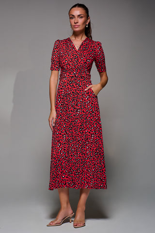 Jolie Moi Selene Printed Maxi Dress, Red