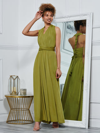 Twist & Tie Multiway Bridesmaid Maxi Dress with Bandeau, Olive Green