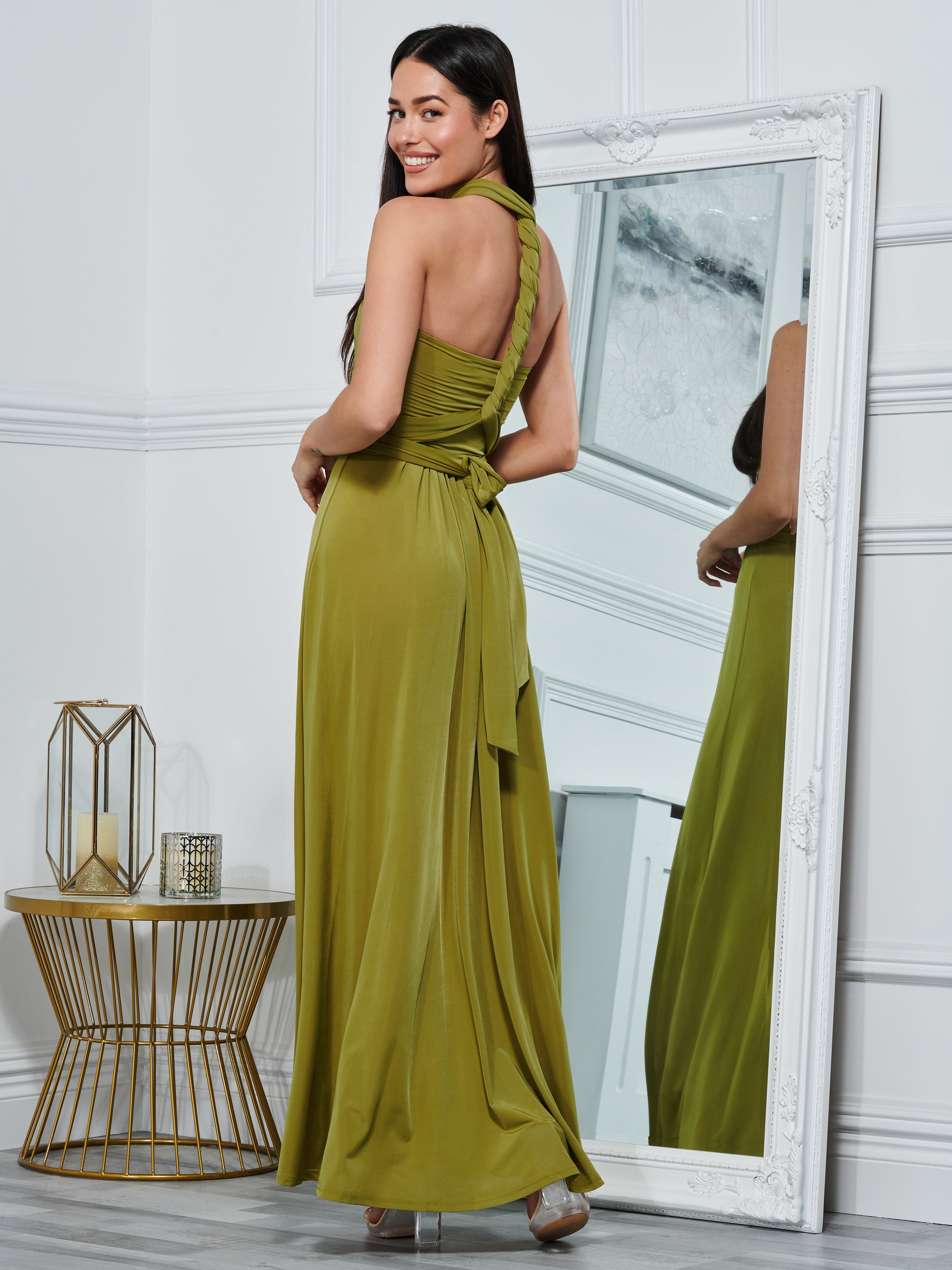 Olive green and outlet gold bridesmaid dresses