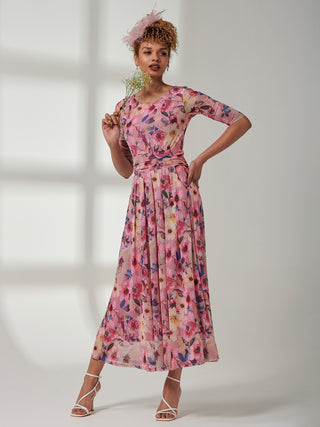 floral maxi dress with 3 4 sleeves Terani Couture Jacquard Floral Ombre 34 Sleeve Long Shirt Maxi Mother of the Bride Dress, Womens, 8, Black Blue