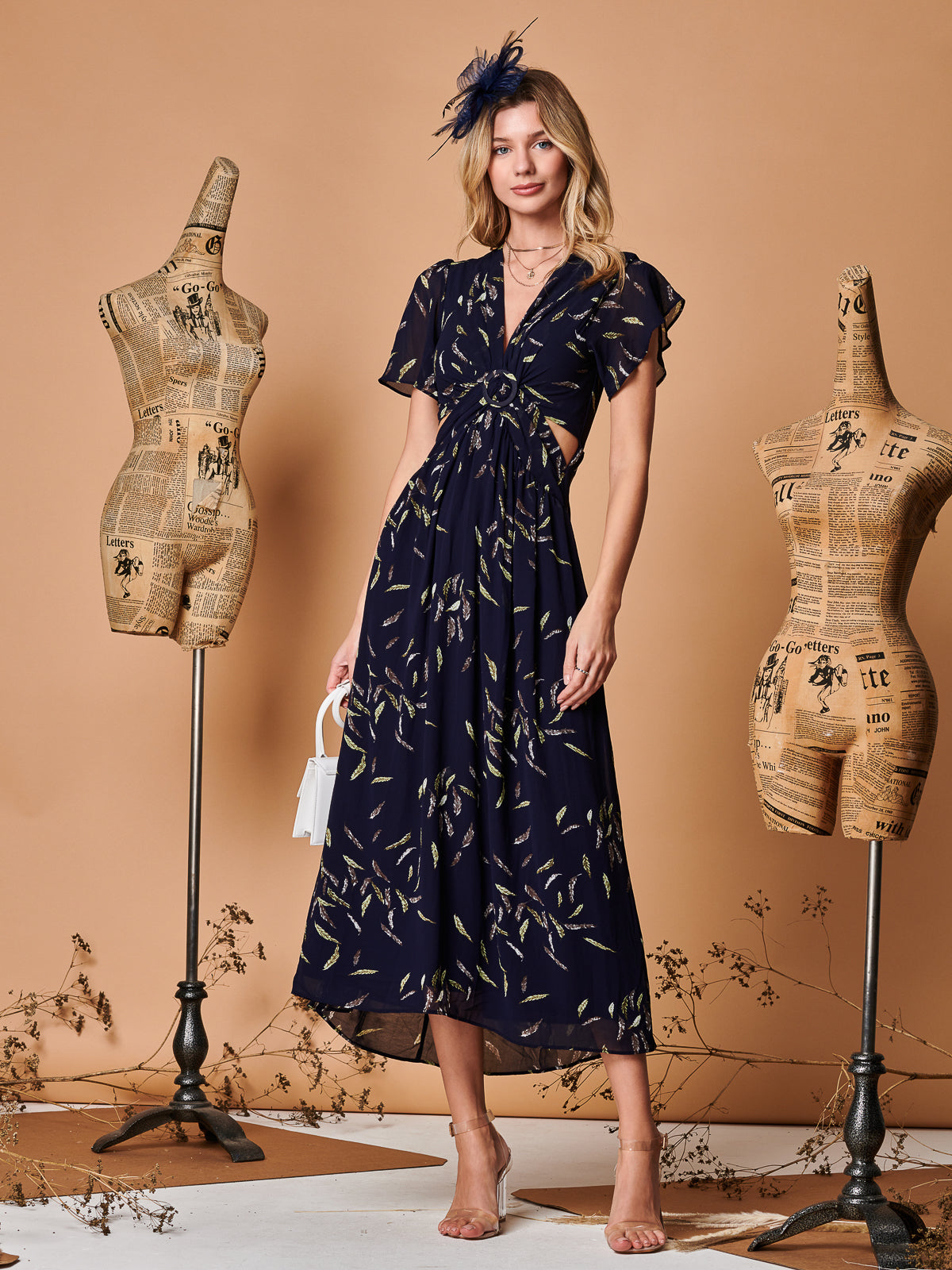 Navy chiffon maxi outlet dress