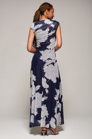 Multiway Neckline Mesh Maxi Dress, Navy Floral