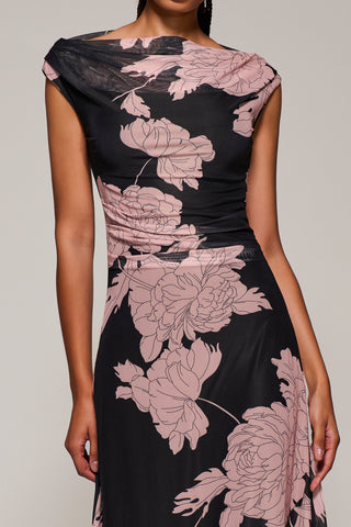 Multiway Neckline Mesh Maxi Dress, Pink Floral