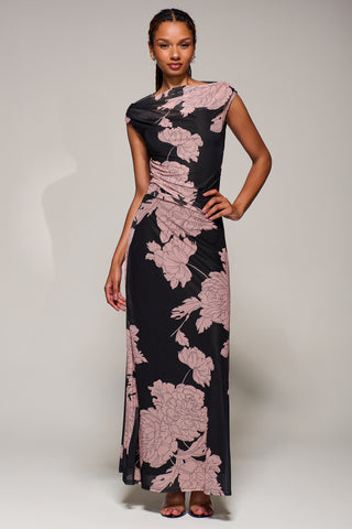 Multiway Neckline Mesh Maxi Dress, Pink Floral