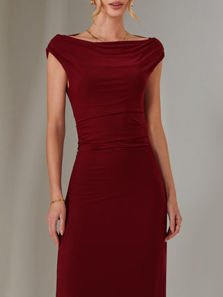 Eva Round Neck Sleeveless Maxi Dress, Burgundy