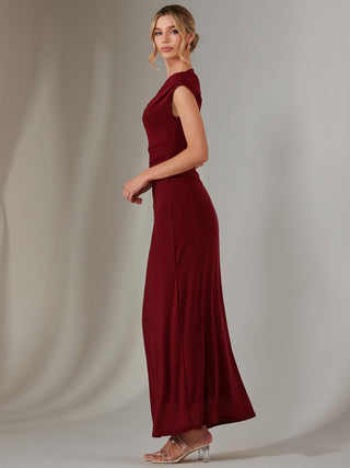 Eva Round Neck Sleeveless Maxi Dress, Burgundy Jolie Moi Retail Eva Round Neck Sleeveless Maxi Dress, Burgundy Jolie Moi Retail