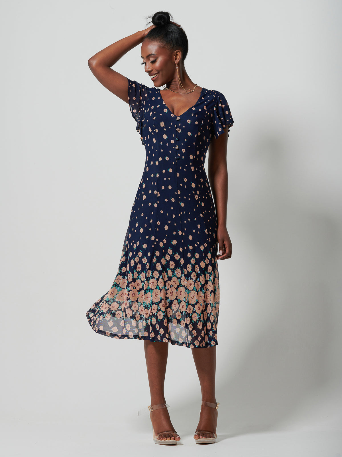 Floral fit and 2024 flare midi dress