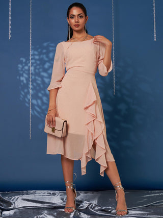 Diamante Embellished Chiffon Midi Dress, Nude Jolie Moi Retail Diamante Embellished Chiffon Midi Dress, Nude Jolie Moi Retail