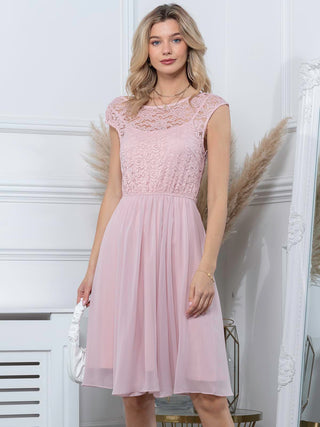 Basia Floral Lace Midi Dress, Light Pink