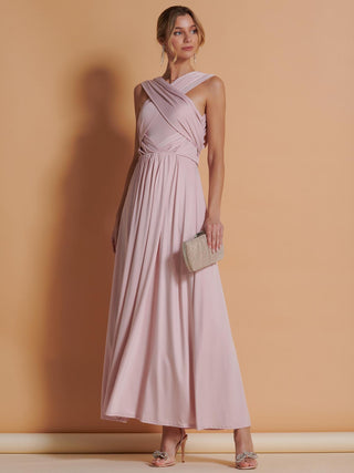 Twist & Tie Multiway Bridesmaid Maxi Dress with Bandeau, Dusty Pink