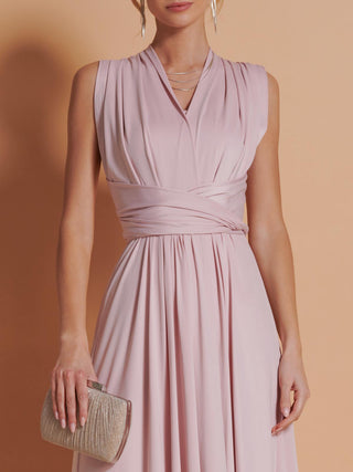 Twist & Tie Multiway Bridesmaid Maxi Dress with Bandeau, Dusty Pink