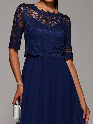 Wendy Lace Overlay Maxi Dress, Navy
