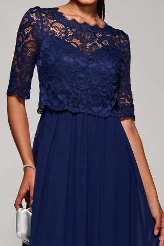 Wendy Lace Overlay Maxi Dress, Navy