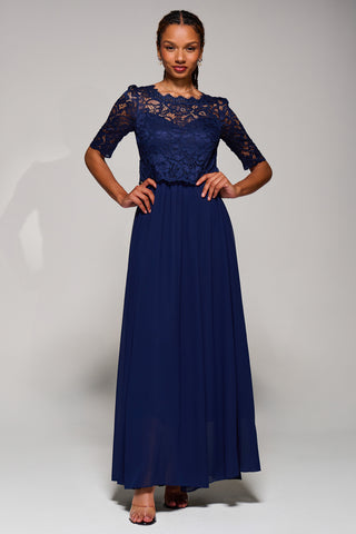 Wendy Lace Overlay Maxi Dress, Navy