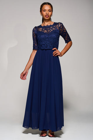 Wendy Lace Overlay Maxi Dress, Navy