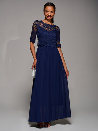 Wendy Lace Overlay Maxi Dress, Navy