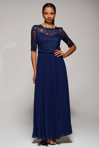 Wendy Lace Overlay Maxi Dress, Navy Jolie Moi Retail Wendy Lace Overlay Maxi Dress, Navy Jolie Moi Retail
