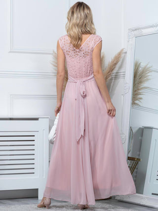 Basia Bridesmaid Lace Bodice Maxi Dress, Light Pink