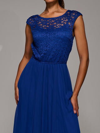 Basia Bridesmaid Lace Bodice Maxi Dress, Navy