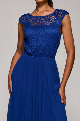 Basia Bridesmaid Lace Bodice Maxi Dress, Navy