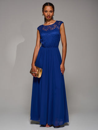 Basia Bridesmaid Lace Bodice Maxi Dress, Navy