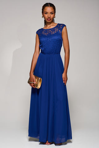 Basia Bridesmaid Lace Bodice Maxi Dress, Navy