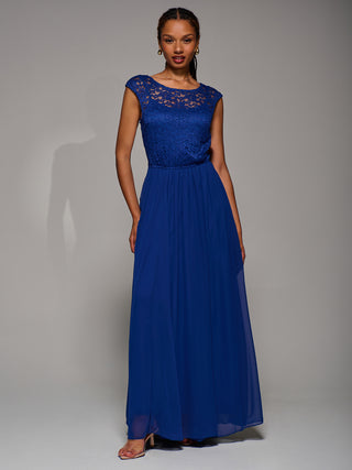 Basia Bridesmaid Lace Bodice Maxi Dress, Navy