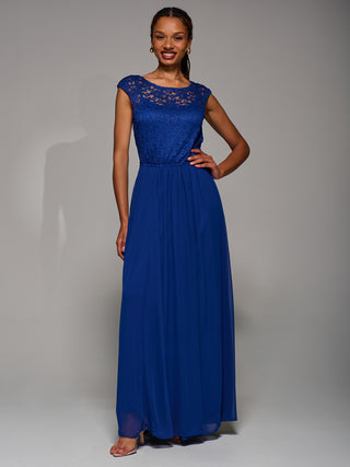 Basia Bridesmaid Lace Bodice Maxi Dress, Navy