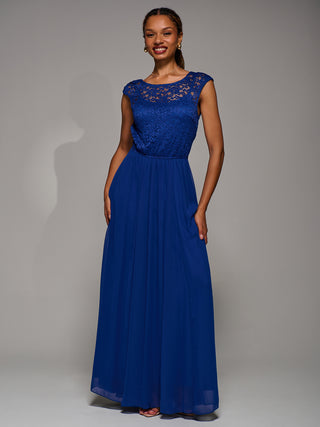 Basia Bridesmaid Lace Bodice Maxi Dress, Navy