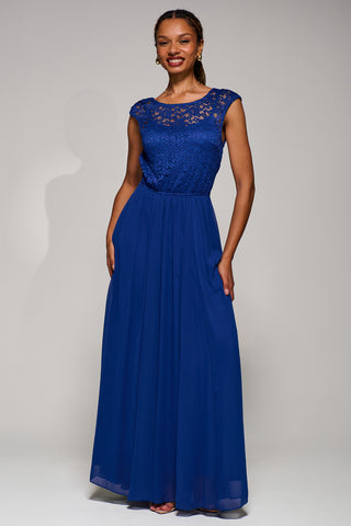 Basia Bridesmaid Lace Bodice Maxi Dress, Navy