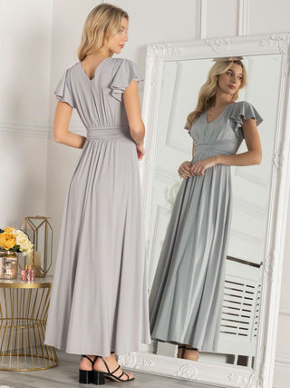 Bette Bridesmaid Twist Waist Maxi Dress, Sliver Grey