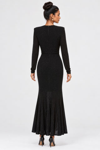 Cowl Neck Mermaid Jersey Maxi Dress, Black